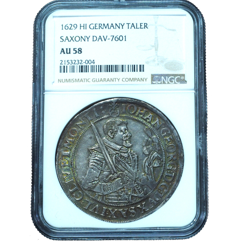 1629 Saxony Thaler Johann Georg German States AU58 NGC – Beautifully Toned