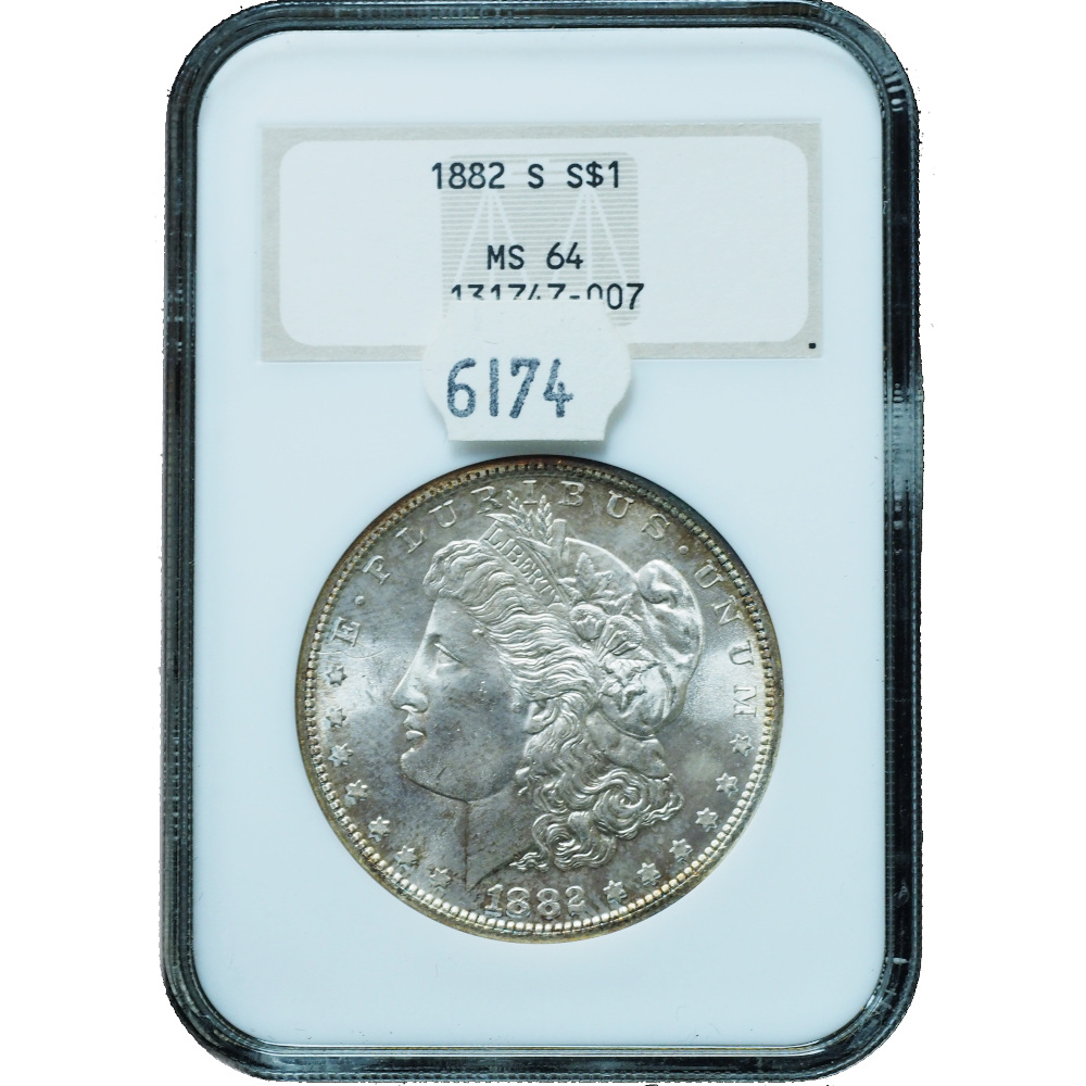 1882-S Morgan Silver Dollar MS64 NGC Old Holder