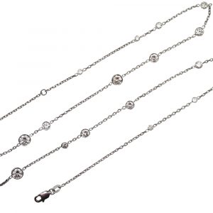 2.50 carat Diamond By The Inch Necklace White Gold Closeup