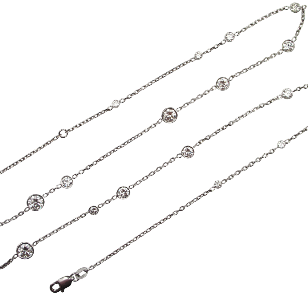 Diamond By The Inch Station Necklace 2.68 ctw 14k White Gold