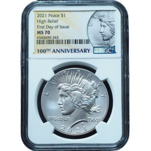 2021 Peace Dollar High Relief MS70 NGC First Day of Issue