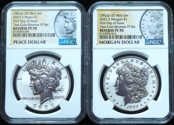 2023-S Morgan & Peace Dollar Reverse Proof 70 NGC