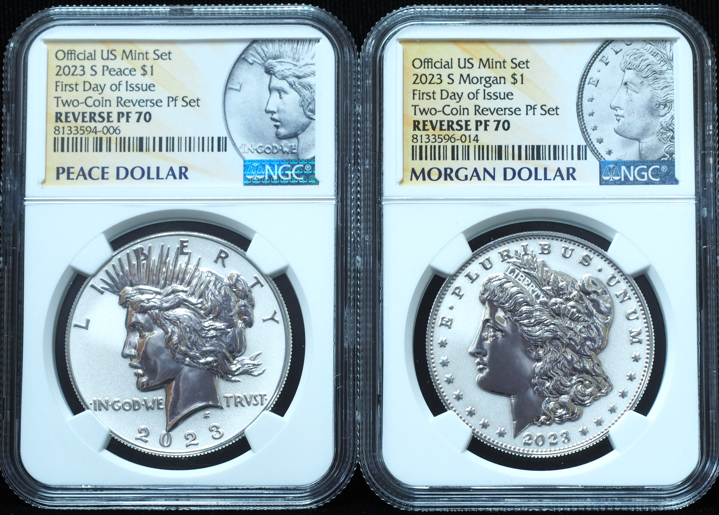 2023-S Morgan & Peace Dollar Reverse Proof PF70 NGC FDOI