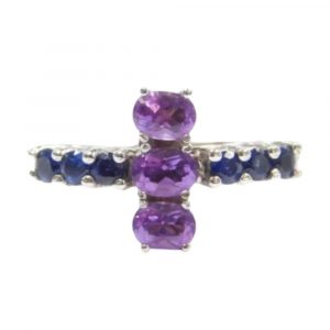 .67 ctw Sapphire and Amethyst Ring 14k White Gold