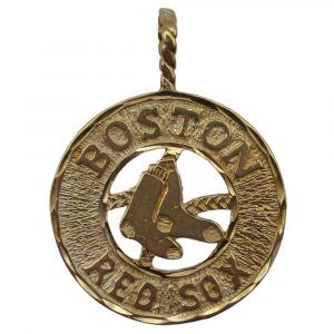 Baseball Boston Red Sox Sports Pendant / Charm 14k Yellow Gold MLB Front