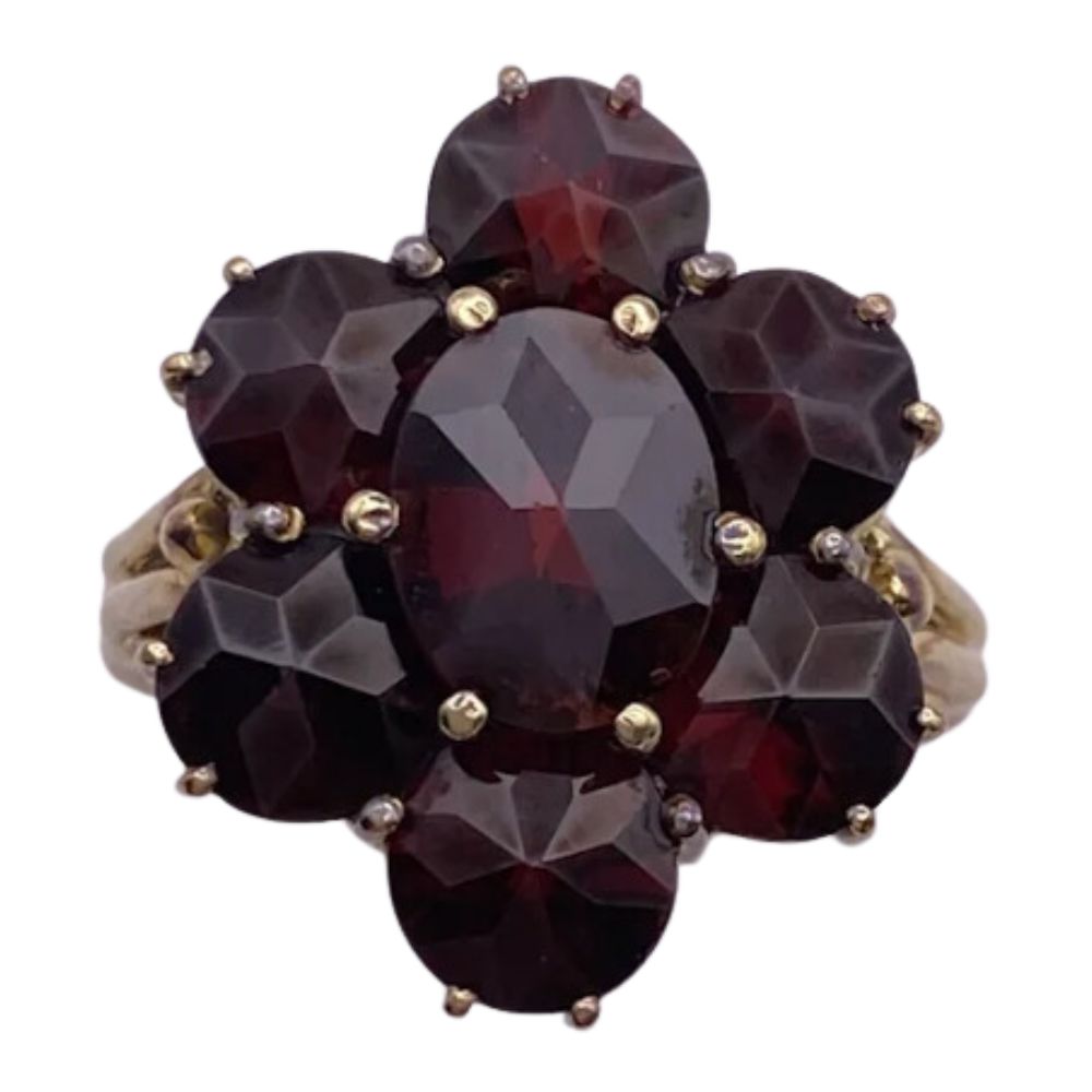 Buy Bohemian Garnet Cluster Ring 14K Gold 7.30 Carat Seven Stone Online Arnold Jewelers