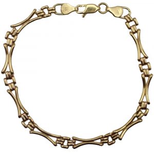 Fancy Chain Link Bracelet 14K Yellow Gold 8" Overall
