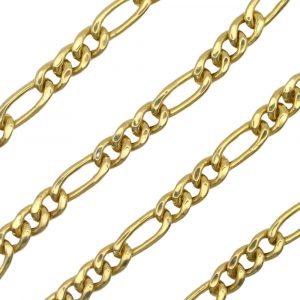 Figaro Chain Link Necklace 14K Yellow Gold Links