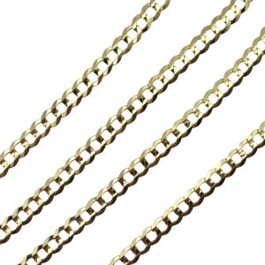 Flat Curb Cuban Chain Link Necklace 14K Yellow Gold Links
