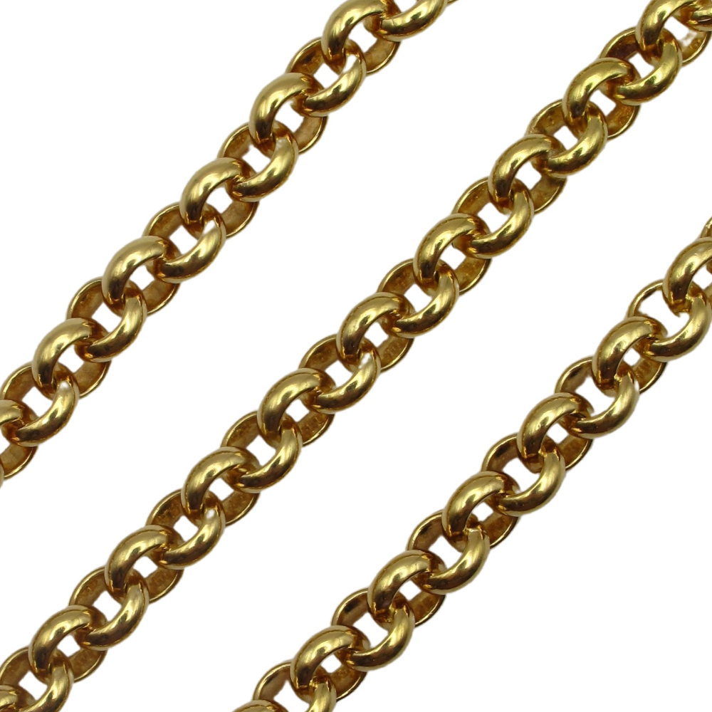 Heavy Solid Round Rolo Chain Link Necklace 18K Yellow Gold ~ 16 1/2″ ~ 54.8 Grams ~ Belcher Link