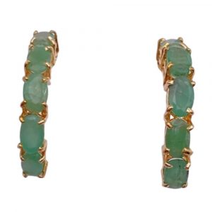 Natural Emerald Half Hoop Earrings 2.50 Carats TW 14K Gold