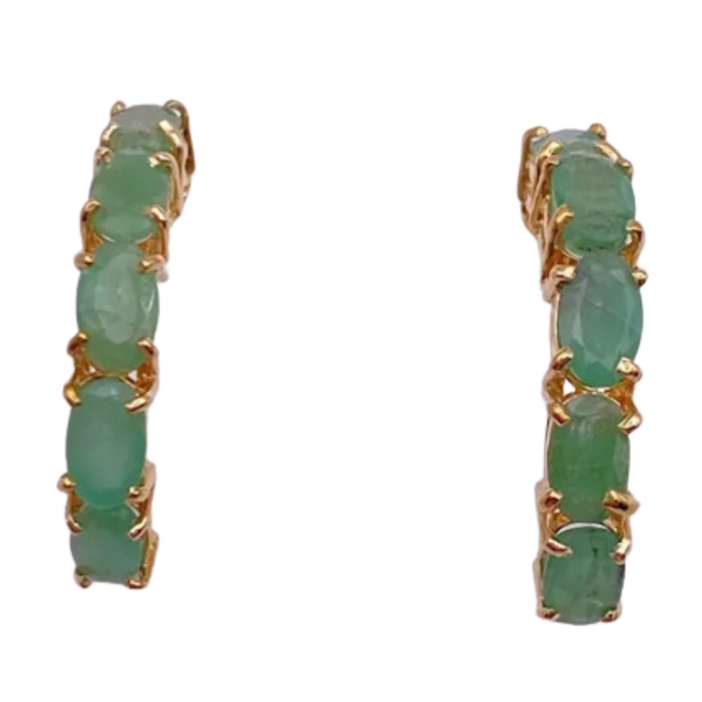 Emerald Half Hoop Earrings