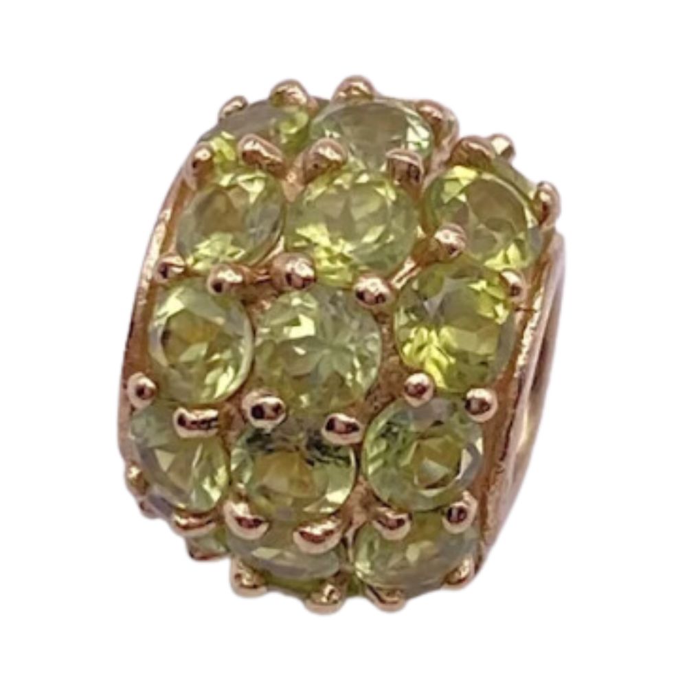 6.40ctw Peridot Encrusted Bead Pendant Charm 10K Gold