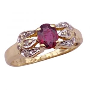 Petite Ruby and Diamond Ring .58 Carat TW 14K Two-Tone Gold