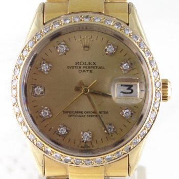 Pre-Owned Rolex Date (1970) Yellow Gold Shell Over Stainless Steel Model 1550