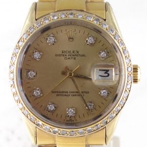 Pre-Owned-Rolex-Date-1970-Yellow-Gold-Shell-Over-Stainless-Steel-Model-1550-Front-Close-min