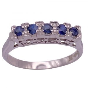 Sapphire and Platinum Vintage Band Ring .30 Carat size 6