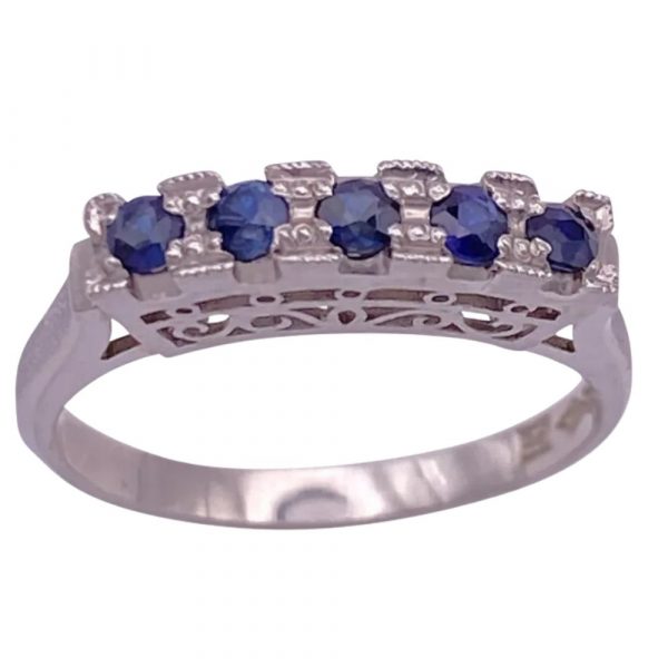 Sapphire and Platinum Vintage Band Ring .30 Carat size 6