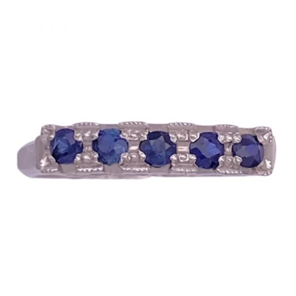 Sapphire and Platinum Vintage Band Ring .30 Carat size 6 front