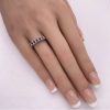 Sapphire and Platinum Vintage Band Ring .30 Carat size 6 hand comparison