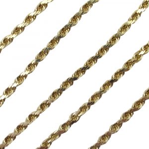 Solid Diamond-Cut Rope Chain Link Necklace 14K Yellow Gold Link
