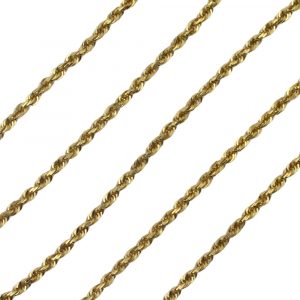 Solid Diamond-Cut Rope Chain Link Necklace 14K Yellow Gold Links