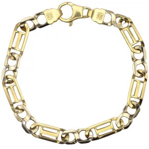 Solid Fancy Infinity Chain Link Bracelet Two-Tone 14K Yellow Gold Overall