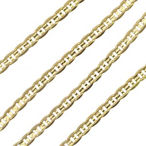 Flat Anchor / Mariner Chain Link Necklace 14K Yellow Gold Links