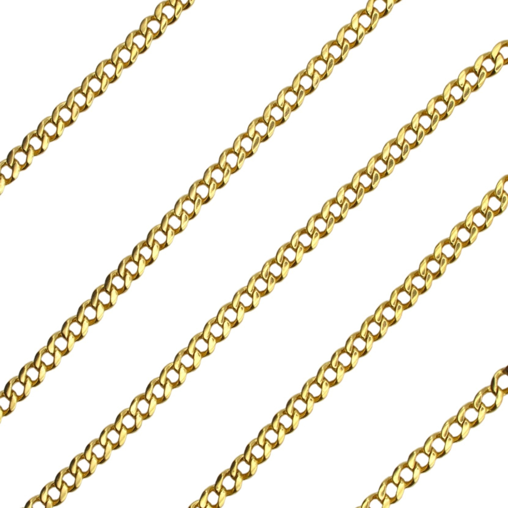 Solid Flat Curb / Cuban Chain Link Necklace 18K Yellow Gold ~ 25″ ~ 22.9 Grams