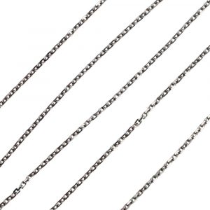 Vintage Diamond-Cut Cable Link Chain Necklace 14k White Gold Links