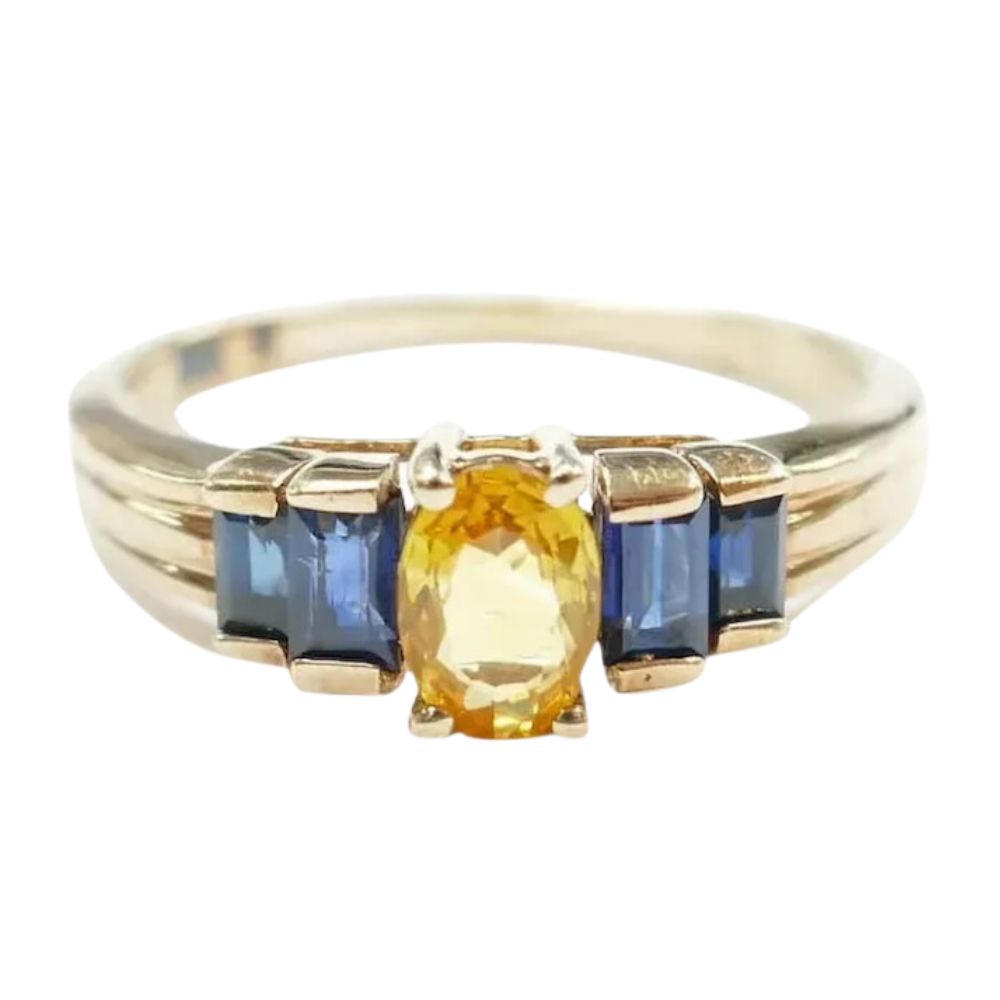 Yellow and Blue Sapphire Ring