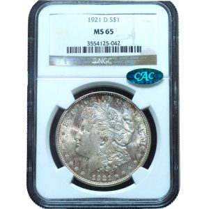 1921-D Morgan Dollar MS65 NGC + CAC