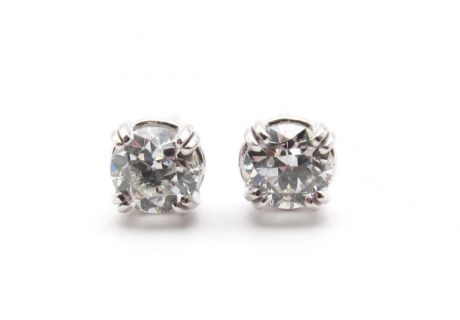 .72 European Round Diamond Stud Earrings