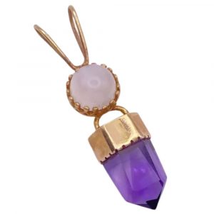 Amethyst and Moonstone Unique Handcrafted Pendant 14K Gold