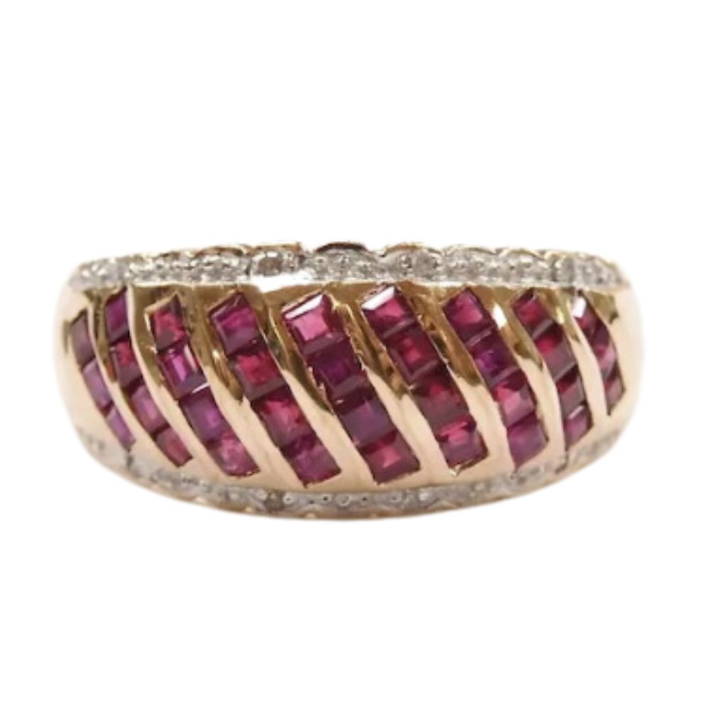 Ruby and Diamond 1.73 ctw Band Ring 10k Gold Two-Tone