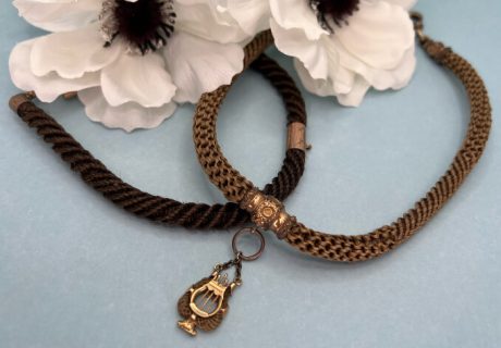 Victorian era mourning jewelry hair necklace