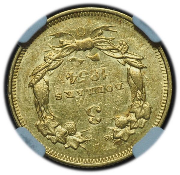 1854-O $3 Gold Indian Princess AU55 NGC