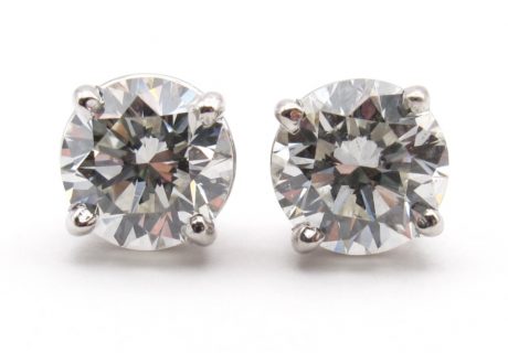 2 carat round brilliant diamond stud white gold