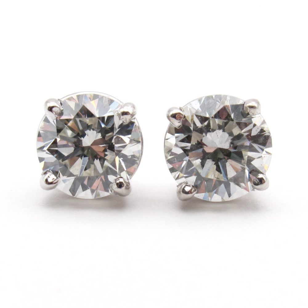 2.33ctw Round Brilliant Diamond Stud Earrings 14k White Gold