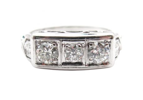 Art Deco Diamond .50ct Band 18k White Gold