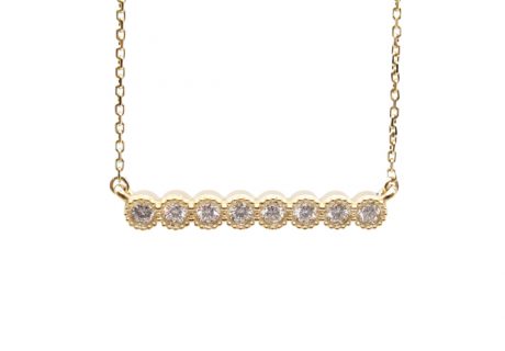 Eight Round Diamond Bar Necklace Yellow Gold
