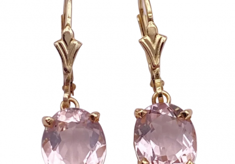 Morganite Dangle Earrings 4.90 Carat 14K Yellow Gold