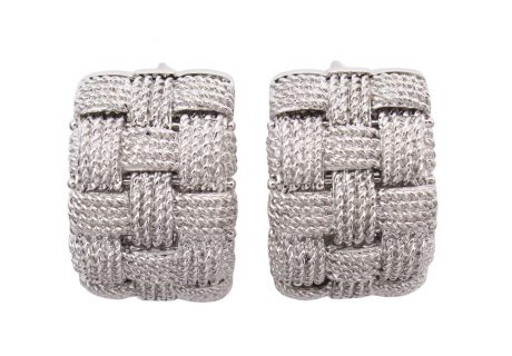 Roberto Coin Woven Knot Earrings 18k White Gold