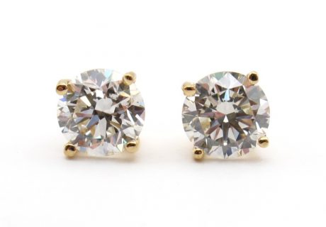 Yellow Gold 1 carat Diamond Stud Earrings