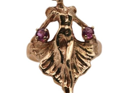 0.32ctw Ruby Art Nouveau Figural Woman Ring 14K
