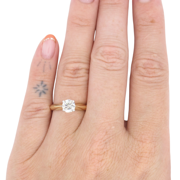 0.73ct Round Brilliant Solitaire Ring 14K Two-Tone worn
