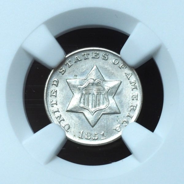 1851 3 Cent Silver MS62 NGC