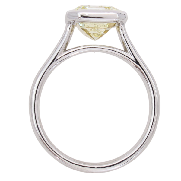 3.03ct Emerald Cut Yellow Diamond Solitaire Engagement Ring 14K White Gold GIA profile