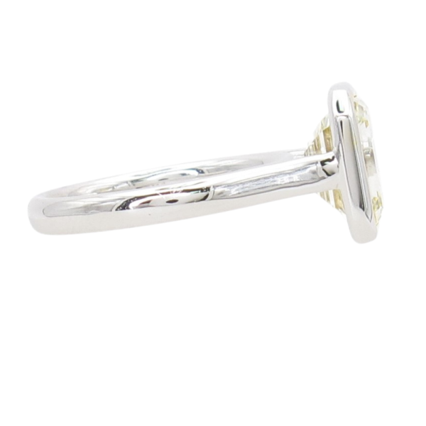 3.03ct Emerald Cut Yellow Diamond Solitaire Engagement Ring 14K White Gold GIA side
