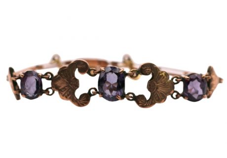 Victorian Hand Crafted Lab Alexandrite Bracelet, Egyptian Revival 10K circa 1870's